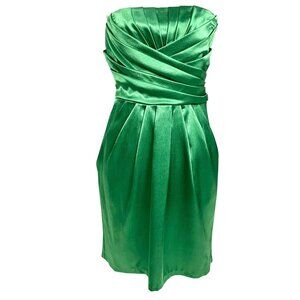 Love Reign Strapless Pleated Tie-Back Mini Cocktail Dress 9 Green Charmeuse